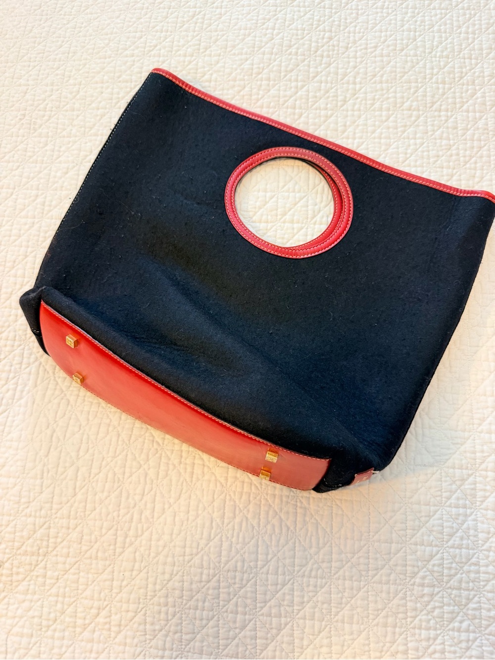 kate spade Black Tote with Red Trim Circular Handle